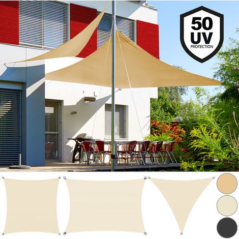 Voile d'ombrage DETEX tissu Oxford ou PEHD Auvent Jardin 3x3 4x4 5x5 2x4 3x4 m Oxford sable, Rectangle 2x4m (1/5)
