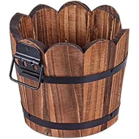 Pots de Fleurs en Bois, Planteur Pot, Pot de Fleurs, Naturel, Fait à la Main, sans Danger pour Le Corps Humain, avec Trou de Drainage, pour Intérieur Extérieur Maison Jardin Patio Décoration (1/5)