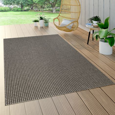 Paco Home In- & Outdoor Flachgewebe Teppich Sisal Optik Natürlicher Look Uni Braun Grau 120x170 cm