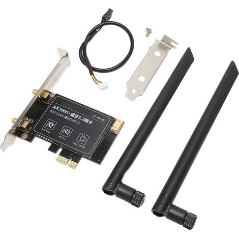 Carte WiFi 6 PCIe AX3000Mbps 2,4 GHz / 5 GHz double antenne BT5.2 MU MIMO OFDMA, adaptateur sans fil PCIe pour PC de bureau gaming (1/5)