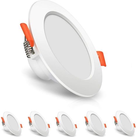 Spot encastrable LED, spot de plafond 8W lot de 6, spot encastrable 700LM, spot encastrable IP44 3000K AC85-265V, plafonnier pour salle de bain salon cuisine couloir - blanc chaud