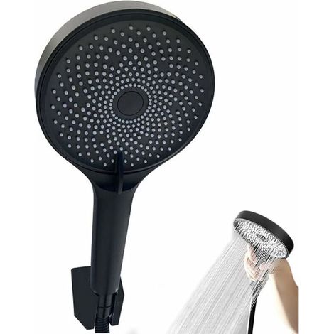 Pommeau Douche Noir, Pomme Douche Qualité Supérieure, Haute Pression Shower, Douchette Economie D'eau, Douchettes avec 3 Modes de Jet Haute Pression Douche, Convient pour Salle de Bain, SP