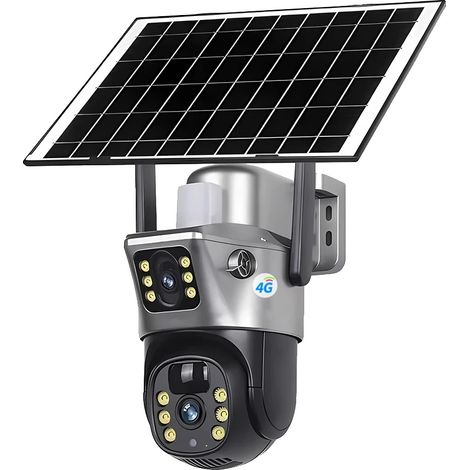 Caméra Solaire, Vision Nocturne 8MP, Double Objectif, Carte 128 Go Cam 4G (1/2)
