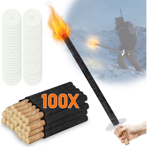 Randaco Set di 100 Fiaccole in Cera 72cm, Lunga Durata 90 min - Torce da Giardino con Salvagoccia - Per Esterni, Matrimoni, Eventi
