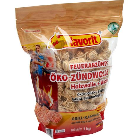 Favorit Anzündwolle für Kamin, 64 Stück, Anzünder, Ofenanzünder, Anzündwürfel