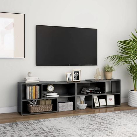Meuble TV, Banc TV, Support pour Téléviseur, Meuble de Salon Gris brillant 149x30x52 cm Aggloméré YHJ13426 (1/5)