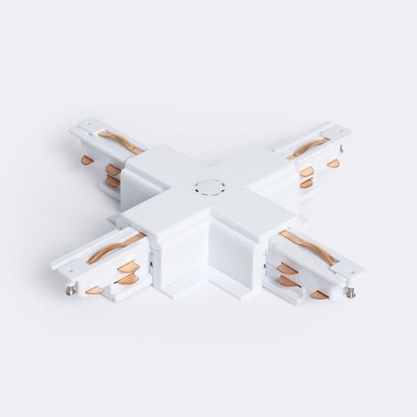Verbinder Typ X für 3-Phasenstromschiene DALI Track Einbau Aluminium Weiß