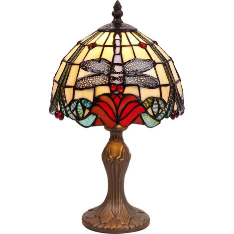 Petite lampe de table Tiffany avec libellules diamètre 20 cm Série Compact