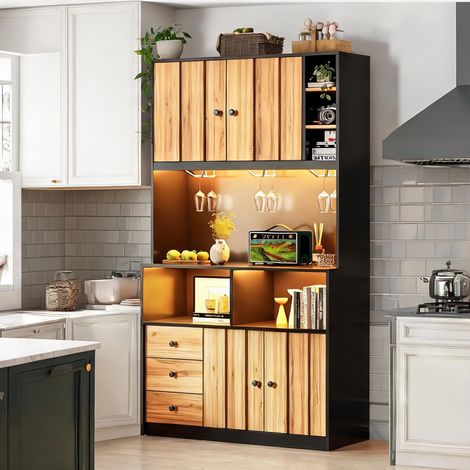 Buffet coloris noir Natural en MDF 100 x 40 x 180 cm (1/5)