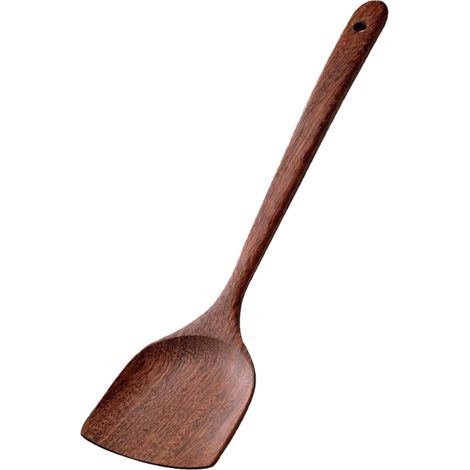Spatule en bois pour ustensiles de cuisine antiadhésifs, ensemble de couverts en bois pour la cuisine, spatule plate à long manche et biseautée (1 pièce)