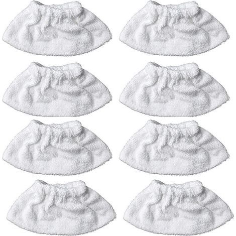 Lntyq 8 articles,Nettoyage à la vapeur en microfibre pour la buse manuelle, ensemble de chiffons éponge, housse en coton éponge, compatible avec la plupart des Nettoyeur à vapeur (Blanc) (1/5)