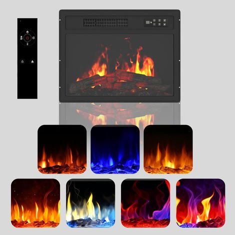 YODOLLA Cheminée Électrique Poêle Électrique avec Chauffage, 7 Couleurs de Flammes et 5 Niveaux de Flammes Dynamiques