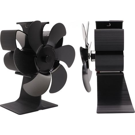 6-flügeliger Ofenventilator, Wärmeabzug für Kamine ohne Stromanschluss, hohe Temperaturen, schwarz, sparsam (1/5)