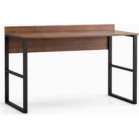 Scrivania Chietino, un Ripiano, Sfumatura Colore Ripiano Noce, Colore Struttura Nero, 112x60x79h cm Marrone Noce
