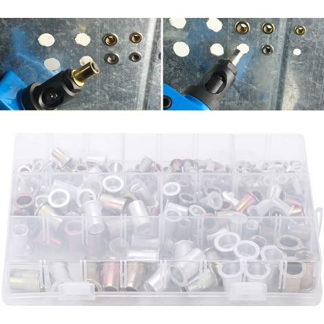 Boîte de 300 écrous à sertir en zinc coloré et combinaisons d'écrous à sertir en aluminium (1/5)
