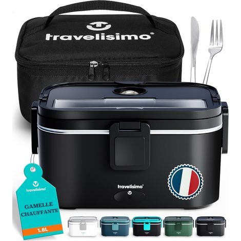 Gamelle Chauffante Grande Capacité 1,8L Lunch Box Chauffante 100W Chauffe Repas 3 en 1 220V 24V 12V, chauffe Plat voiture, Gamelle Chauffante Allume Cigare, Acier Inoxydable (1/5)