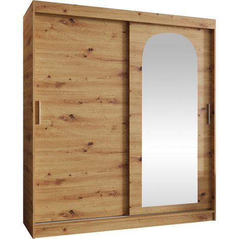 Armario Hartford 500, Roble Artisan, 200x180x62cm, Puertas de armario: Correderas, Número de estantes: 9
