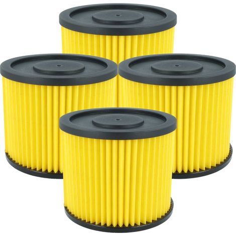 vhbw 4x filtre plissé compatible avec Lidl Parkside PNTS 1500 C4, 30/6 DE, 1500 D5, 30/6 E, 30/7 DE, 1500 B2, 1500 B3 aspirateur - jaune
