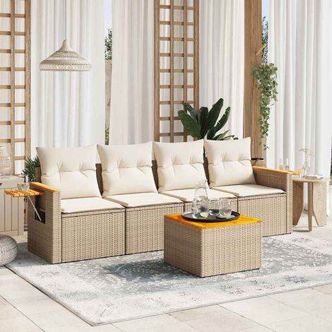 Set Divano da Giardino 5 pz con Cuscini Beige in Polyrattan vidaXL (1/5)