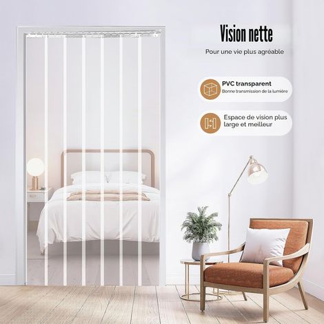 Lot de 7 rideaux de porte en PVC - Transparent - Hauteur : 2 m - Largeur : 1,05 m - Résistant aux rayures et à la chaleur - Pour entrepôts, usines, supermarchés (1/5)
