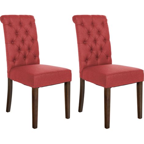 Set de 2 sillas de comedor Lisburn en tela o terciopelo Rojo Tela