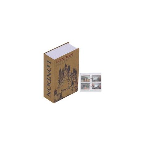 Coffre-fort secret en forme de livre portable avec serrure à code 4 chiffres – boîte de rangement discrète en carton rigide et cuir synthétique