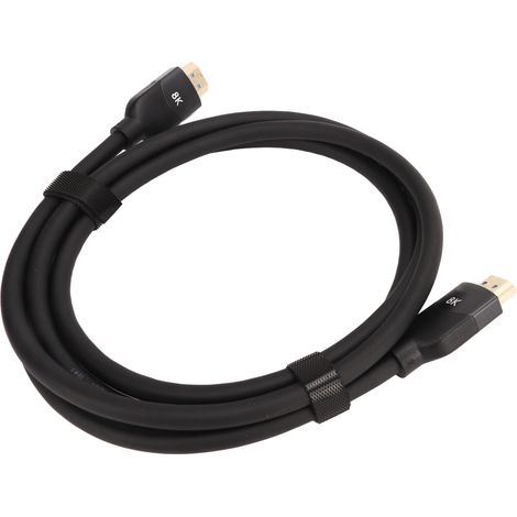 Câble d'affichage noir HD Multimedia Interface 2.1, cordon en PVC haute vitesse, compatible 4K, 2160p et 8K, câble vidéo HD durable pour moniteur, TV, console de jeux, PC et ordinateur portable, 2 m / (1/5)