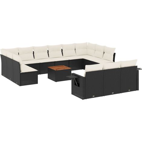 Maison Exclusive - 14-tlg. Garten-Sofagarnitur mit Kissen Schwarz