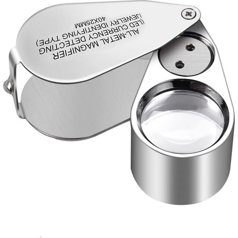 MINKUROW Joyeros Lupa 40x Lupa Plegable De Metal Con Lupa De Luz Led Uv Para Diamantes Joyeros Monedas (Reconocimiento De Moneda/Identificación De Joyería) (1/5)