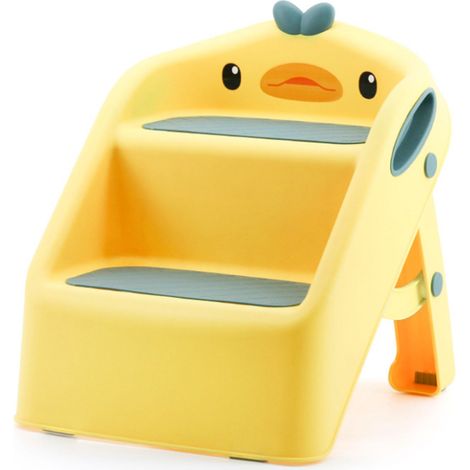 Tabouret pliable 2 marches pour enfants - Stable antidérapant, formation pot jaune sécuritaire multifonctionnel (1/5)