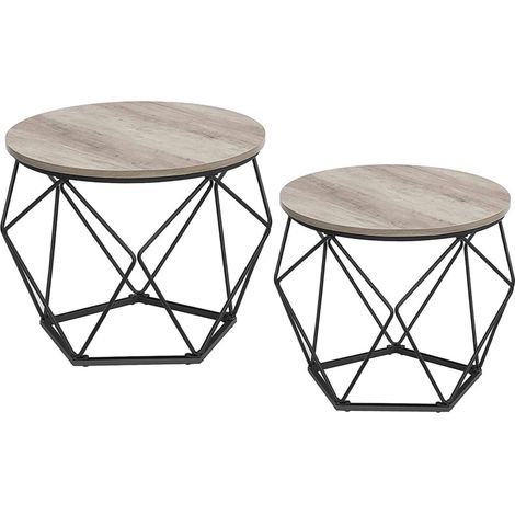 Set di 2 tavolini da caffè 50 x 40 cm e 40 x 36 cm d'appoggio pannelli di truciolato acciaio grigio 120006248