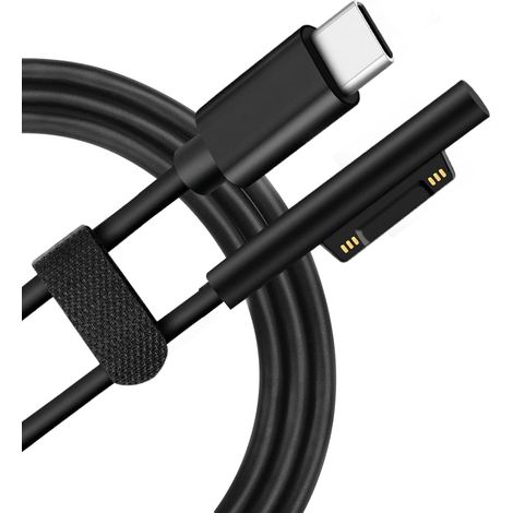 USB-C-Ladekabel für Surface Pro 7, 6, 5, 4, 3, 1,8 m langes magnetisches USB-C-Ladekabel (Stecker) für Surface Book 2, Book 1, Go, Laptop 1, 2, kompatibel mit 45-W-15-V-3-A-USB-C-Netzteil (1/5)