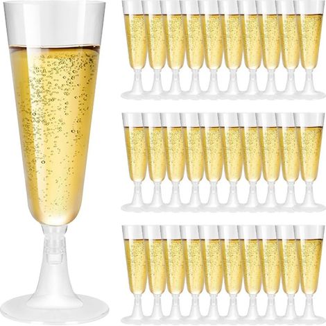 Clear Plastic Champagne Flutes for Weddings Birthday Parties (1/5)