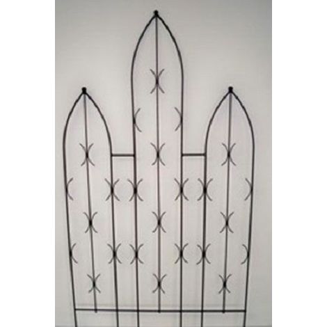 Triple Centre Point Gothic Screen - Decorative Garden Screen, Plant Support - Solid Steel - W91.4 x H180 cm - Black