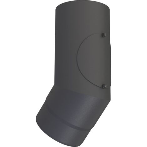 Coude 45° de poêle noirdiamètre 120 mm avec trappe de ramonage
