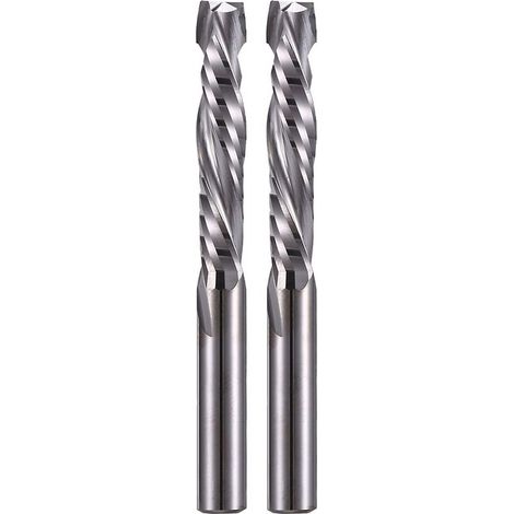 Lot de 2 fraises hélicoïdales de compression 6 mm – Tige 6 mm – Longueur de coupe 32 mm – Pour bois dur et acrylique – Haute précision CNC (1/5)