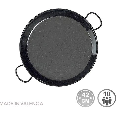 Poêle à paella traditionnelle en acier émaillé ø42cm (10 personnes). vaello