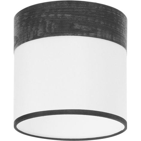 Abat-jour de plafonnier type E27 de couleur blanche et bois noir, dimensions 16 x 16 x 16 cm, idéal pour un éclairage élégant et moderne.