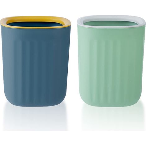 Table Trash Can, 2 Pack Desktop Trash Cans Without Lid Mini Cosmetic Trash Can for Bathroom Kitchen Office,Blue,Green (1/5)