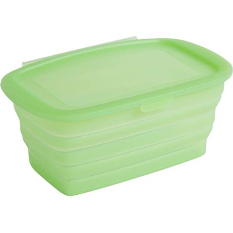 Zusammenfaltbare Lebensmittelbehälter aus lebensmittelechtem Silikon mit Deckel, vielseitig verwendbare Lunchbox und Aufbewahrungsbehälter (1/5)