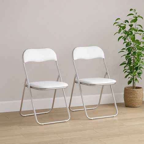 Dmora Juego de dos sillas plegables, color blanco, Medidas 43 x 47 x 78 cm