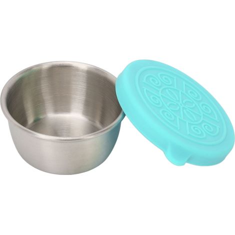 Lot de 2 conteneurs à condiment en acier inoxydable, 50ml, avec couvercle vert menthe pour salade et huile essentielle, portable et idéal pour salon de beauté. (1/5)