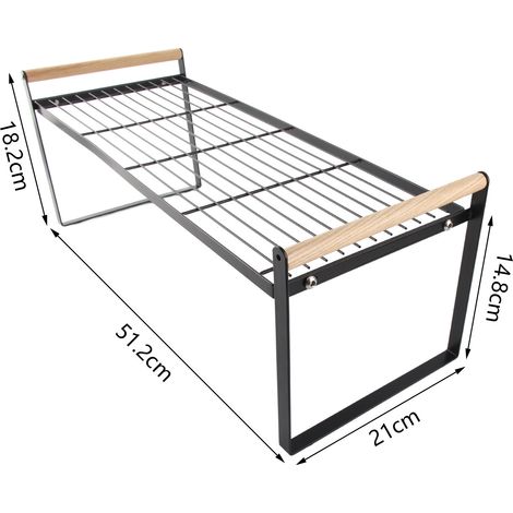 Étagère de Rangement en Armoire [Stand Wire Wood] 2 Pieds + 1 Étagère avec Vis et Tournevis pour Organiser Cuisine Salle de Bain Bureau Noir Grand (1/5)