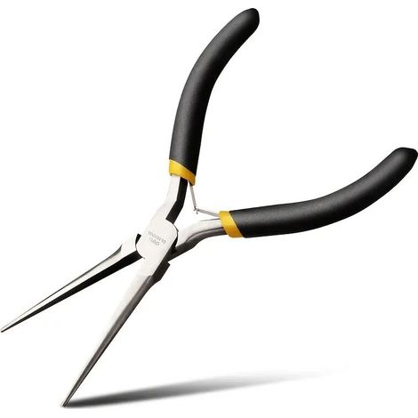 6-inch mini needle-nose pliers with comfortable handles, precision pliers with extra-long, tapered, non-serrated jaws for jewelry making, wire bending, and gripping small objects