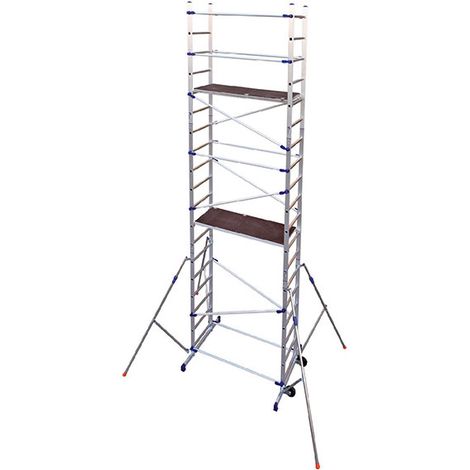 Echafaudages Stéphanois – Échafaudage roulant 6.46m – Hauteur de travail max 5.50m – Charge maximale 150kg – Montage rapide sans outils – PNCLA (1/6)