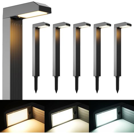Set di 6 luci solari da esterno, 3 temperature di colore in 1  Luce bianca regolabile (fredda/calda/luce diurna), oltre 12 ore di autonomia, accensione/spegnimento automatico, impermeabili IP65, perfe (1/5)