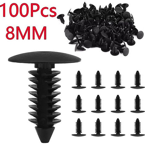 100 Teile für Stoßstangen, Kunststoffnieten, Befestigungsclips, Karosserieteile, Stifte, Befestigungselemente, Stoßstangenverkleidungsclips, Stiftclips, 8 mm Türverkleidungen