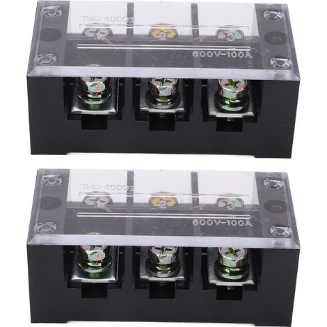 2pcs Bloc de Jonction 100A 600V TBC Fixe Type PC Fer Double Rangée Bornier Vis pour Systèmes Distribution Éclairage 3 Bits (1003) (1/5)