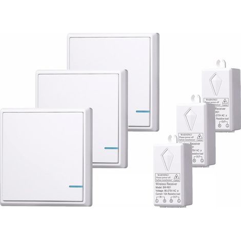 Kit D'Interrupteur Sans Fil, Sans WiFi, Sans Câblage Nécessaire Pour La Maison, Le Bureau, L'Hôtel, Les Lampes, Les LED, Les Ampoules (1/5)