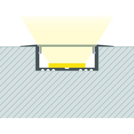 Aluminiumprofil Einbau mit durchgehender Abdeckung für LED Streifen bis zu 31 mm Aluminium 2 m Weiß transluzent (1/5)